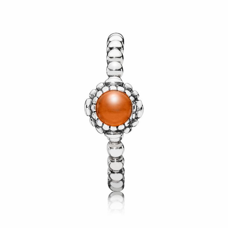 Pandora Birthday Blooms Ring July - Sterling Silver/Orange/Carnelian - Canada | YD1448SL